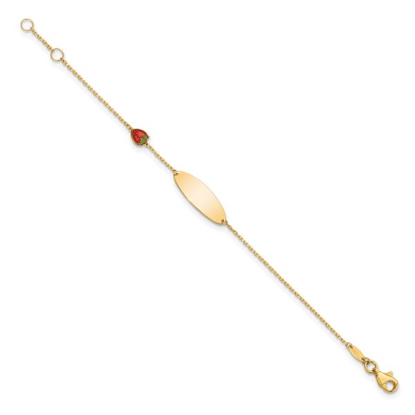 14k Enameled Strawberry Baby ID 5.5in w/.5 in Ext Bracelet - Image 2
