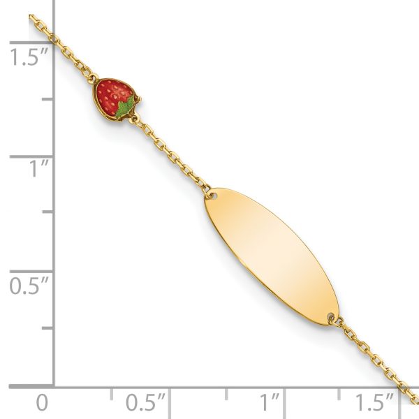 14k Enameled Strawberry Baby ID 5.5in w/.5 in Ext Bracelet - Image 3