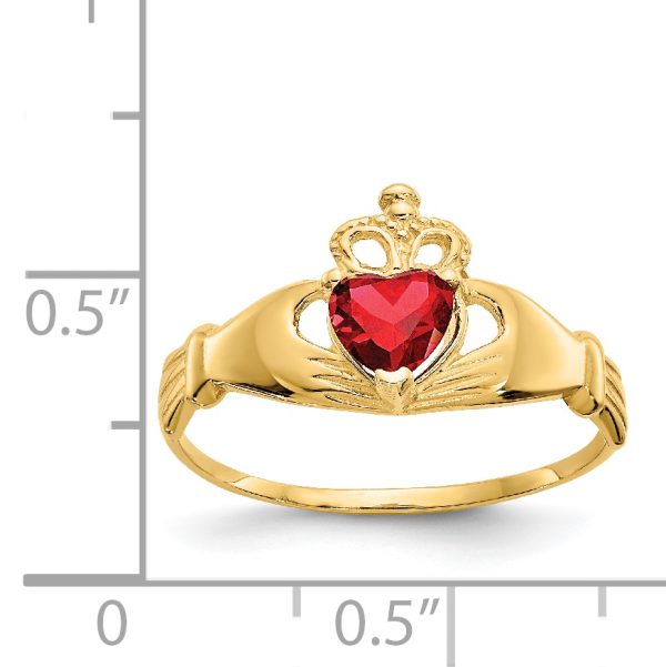 14k CZ January Birthstone Claddagh Heart Ring - Image 3