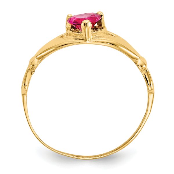 14k CZ July Birthstone Claddagh Heart Ring - Image 2
