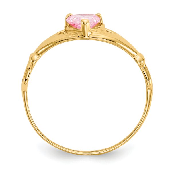 14k CZ October Birthstone Claddagh Heart Ring - Image 2
