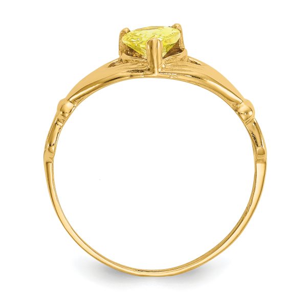 14k CZ November Birthstone Claddagh Heart Ring - Image 2