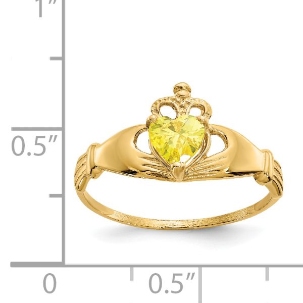 14k CZ November Birthstone Claddagh Heart Ring - Image 3