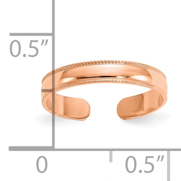 14k Rose Gold Mill Grain Adjustable Toe Ring - Image 2