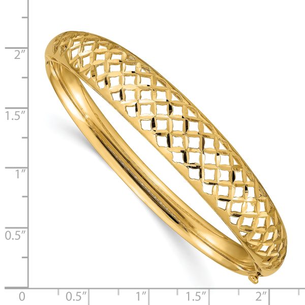 14k 6.25-12.5mm Graduated Fancy Weave Hinged Bangle Bracelet - Image 3