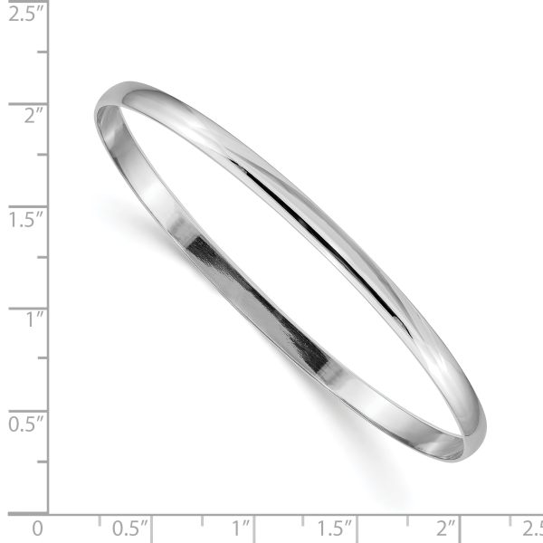 14k White Gold 4mm Solid Polished Half-Round Slip-On Bangle - Image 3