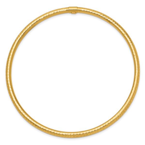 14k 3mm Diamond-cut Tube Slip-on Bangle - Image 2