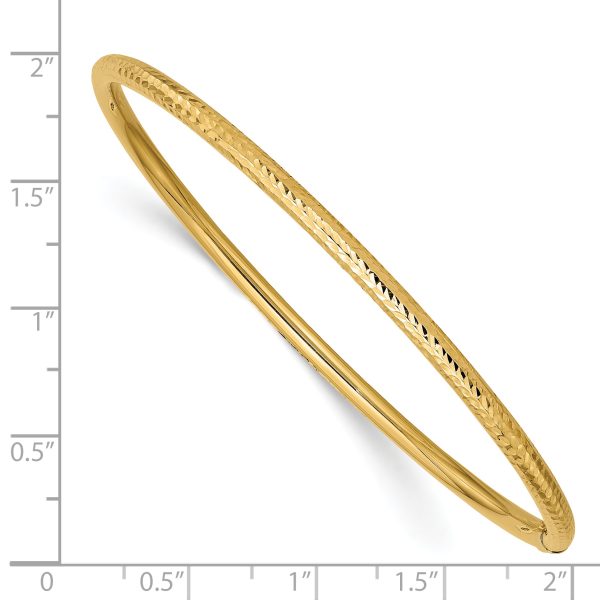 14k 3mm Diamond-cut Tube Slip-on Bangle - Image 3