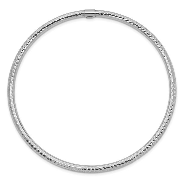 14k White Gold 3mm Diamond-cut Slip-on Bangle - Image 2