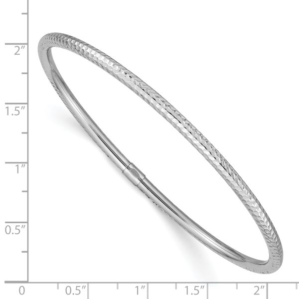 14k White Gold 3mm Diamond-cut Slip-on Bangle - Image 3