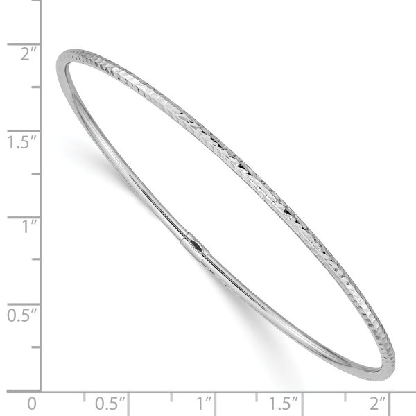 14k White Gold 2mm Diamond-cut Slip-on Bangle - Image 3