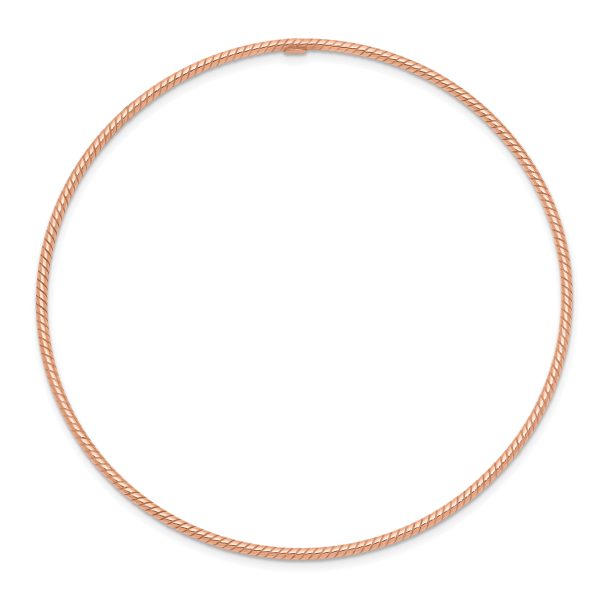 14k 1.5mm Rose Gold Textured Slip-on Bangle Bracelet - Image 2