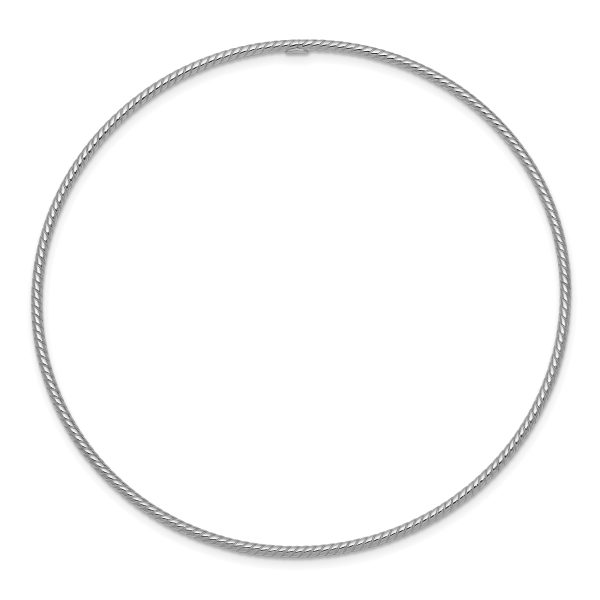 14k 1.5mm White Gold Textured Slip-on Bangle Bracelet - Image 2