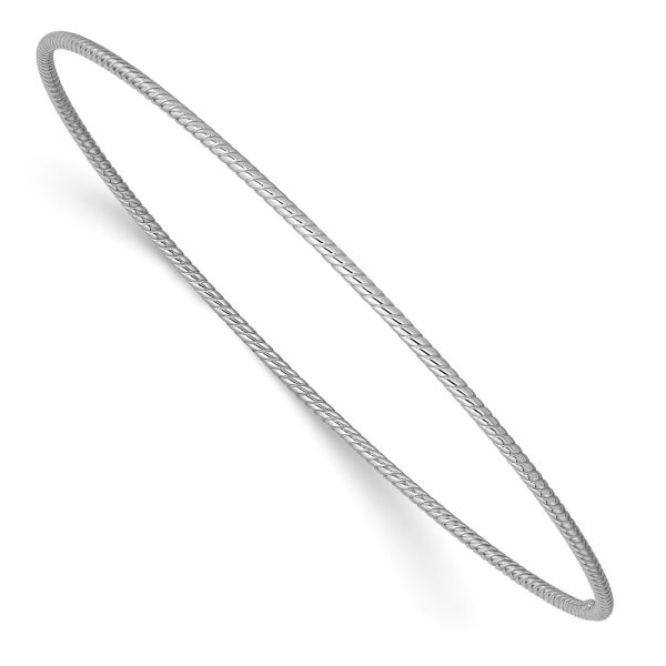 14k 1.5mm White Gold Textured Slip-on Bangle Bracelet