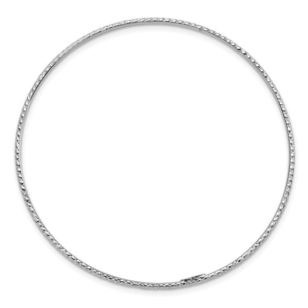 14k 1.5mm White Gold Diamond-Cut Slip-on Bangle Bracelet - Image 2