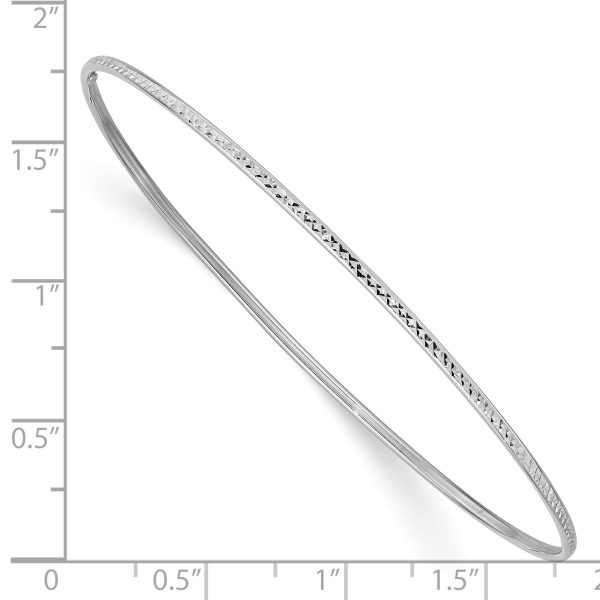 14k 1.5mm White Gold Diamond-Cut Slip-on Bangle Bracelet - Image 3