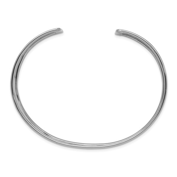 14k White Gold 19mm Hammered Polished Cuff Bangle - Image 2