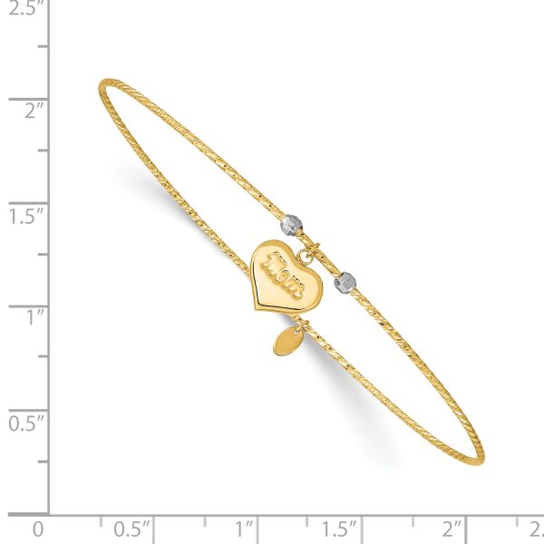 14K Two-tone Diamond-Cut Heart w/Mom Bangle - Image 3