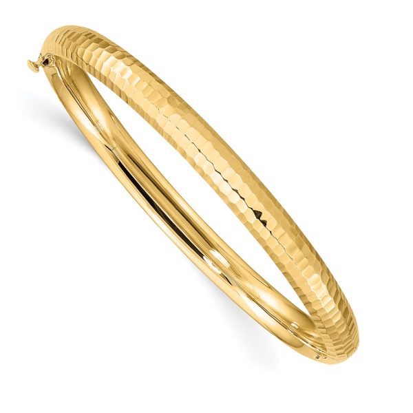 14k 3/16 Hammered Children's Hinged Bangle