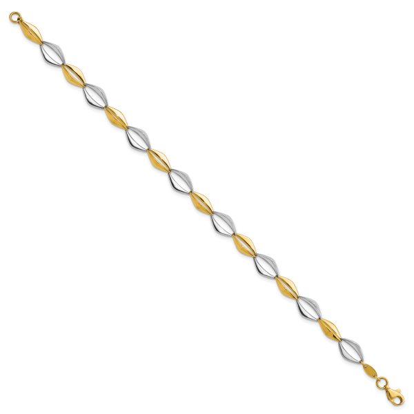 14K Two-tone Polished Fancy Link 7.5in Bracelet - Image 2