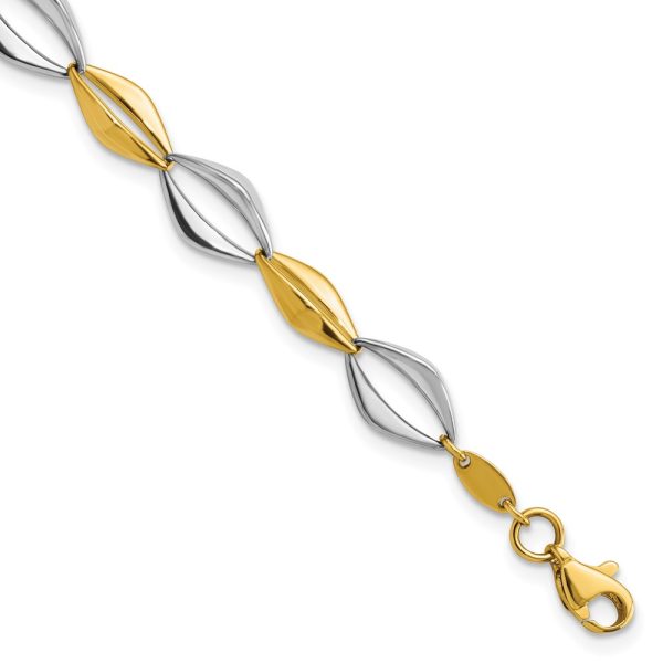 14K Two-tone Polished Fancy Link 7.5in Bracelet