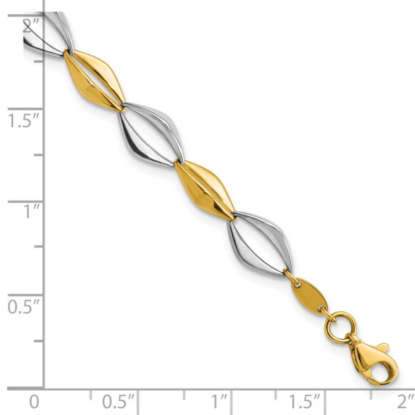 14K Two-tone Polished Fancy Link 7.5in Bracelet - Image 3