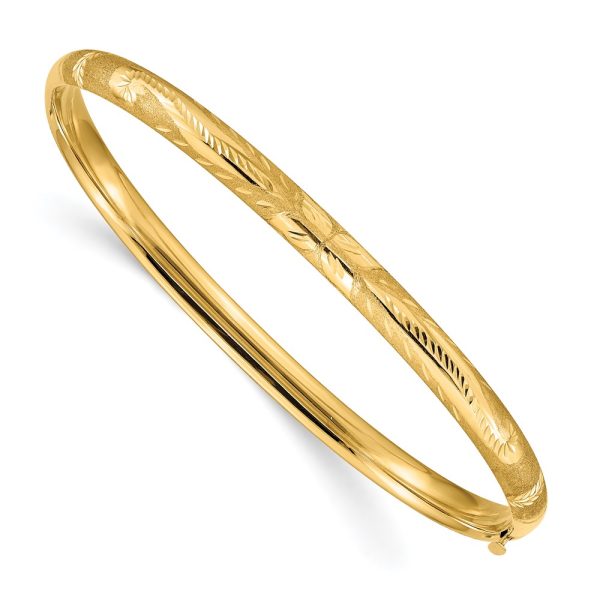 14k 3/16 Florentine Engraved Hinged Bangle Bracelet