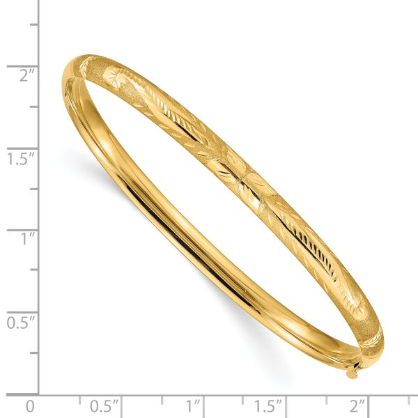 14k 3/16 Florentine Engraved Hinged Bangle Bracelet - Image 3