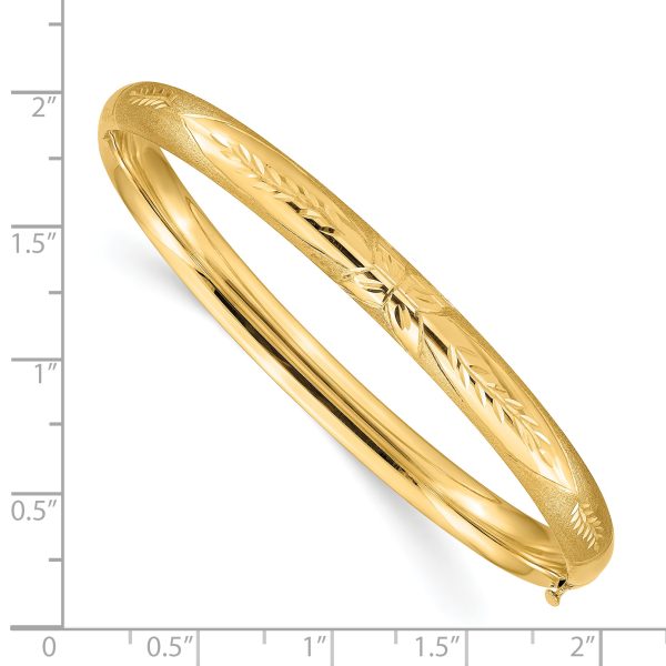 14k 4/16 Florentine Engraved Hinged Bangle Bracelet - Image 3