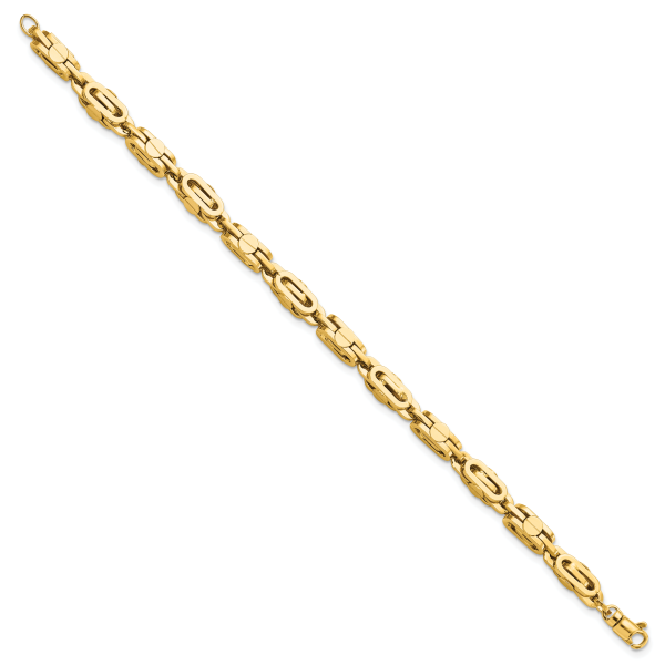 14K Yellow Polished Fancy Link Men's Bracelet - Image 2