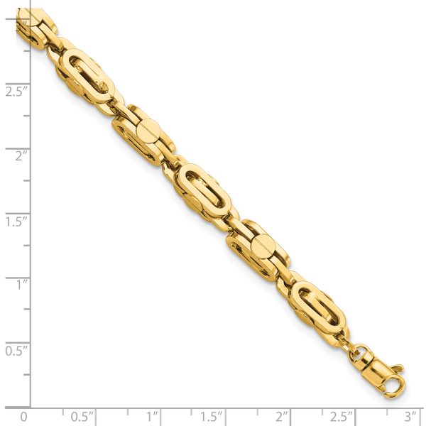 14K Yellow Polished Fancy Link Men's Bracelet - Image 3