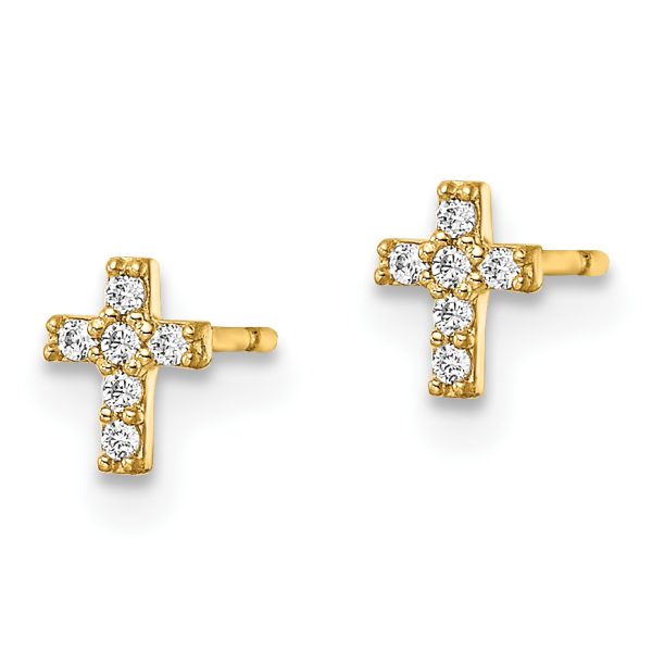 14k Madi K CZ Cross Post Earrings - Image 2