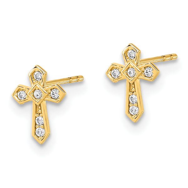 14K Madi K Polished Cross CZ Post Earrings - Image 2