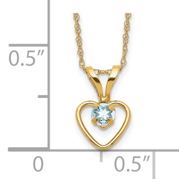 14k Madi K 3mm Aquamarine Heart Birthstone Necklace - Image 3