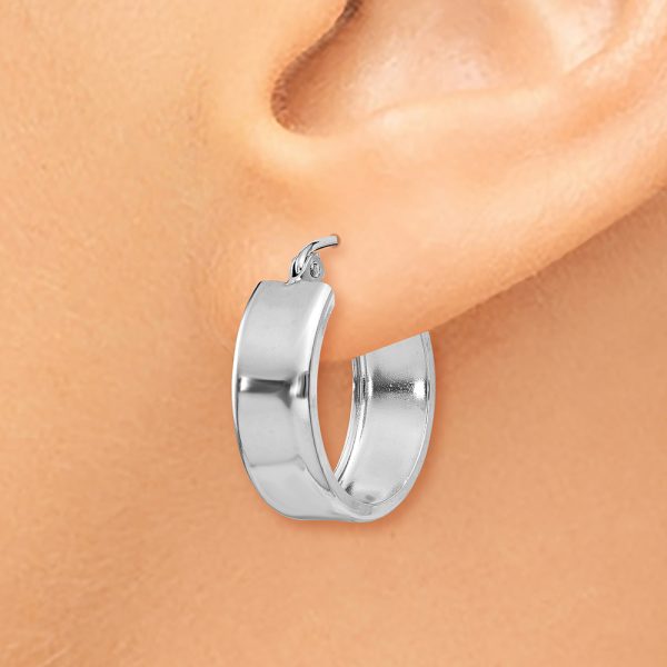 14k White Gold Fancy Hoop Earrings - Image 3