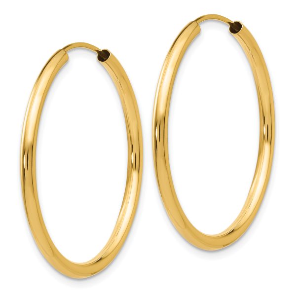 14k Polished Round Endless 2mm Hoop Earrings - Image 2