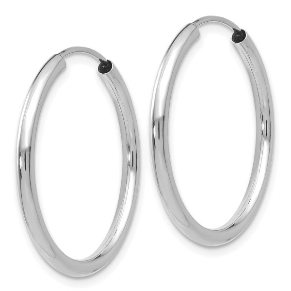 14k White Gold Polished Endless 2mm Hoop Earrings - Image 2