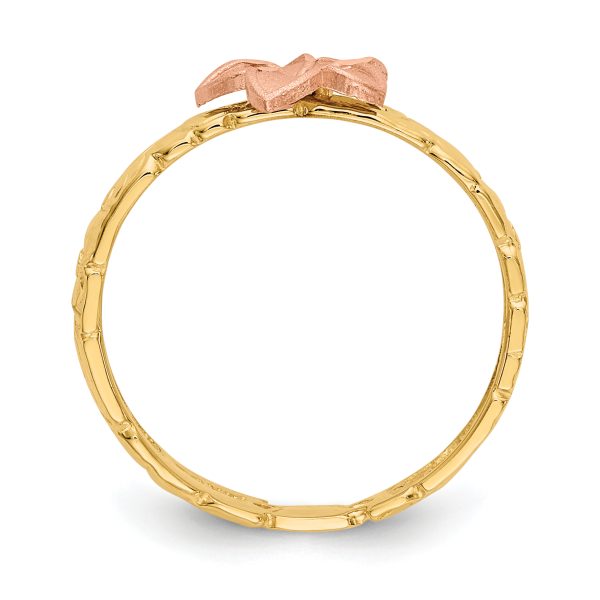 14K Two Tone Plumeria Baby Ring - Image 2