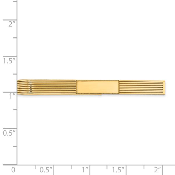 14k Men's Grooved Engravable Tie Bar - Image 2