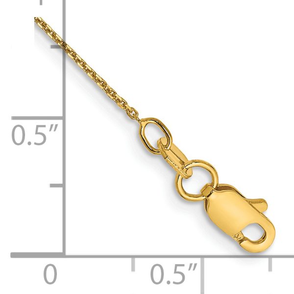 14k .8mm D/C Round Open Link Cable Chain Anklet - Image 2