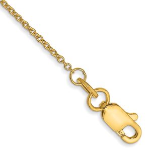 14k 1mm Round Open Link Cable Chain Anklet