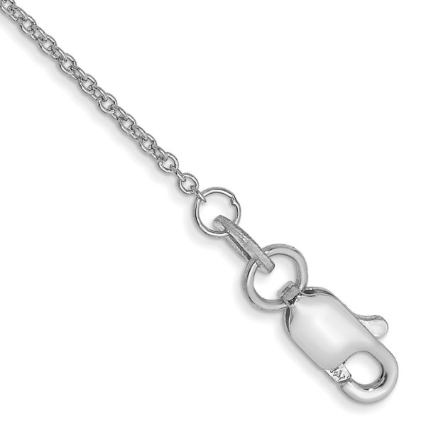 14k WG 1mm Round Open Link Cable Chain Anklet