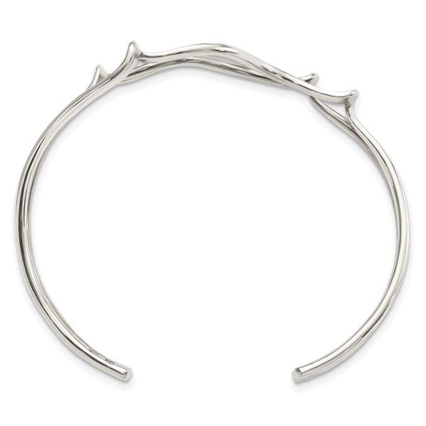 Sterling Silver Polished Wavy Cuff Bangle - Image 2