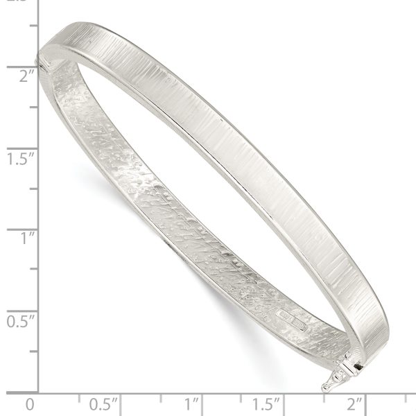Sterling Silver Polished & Textured Hinged Bangle - Image 3