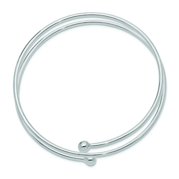 Sterling Silver Rhodium-plated Flexible Wrap Bangle - Image 2