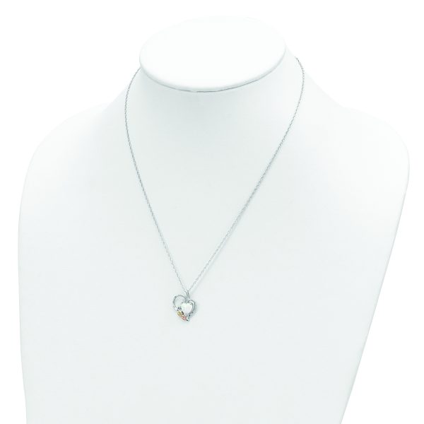 Sterling Silver Rhod-pltd w/12K Accents Created White Opal Necklace - Image 3