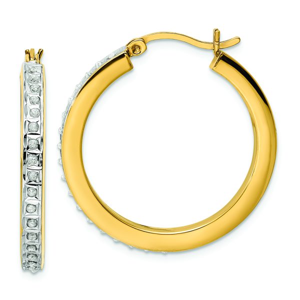 Sterling Silver Gold-plated Diamond Mystique Hoop Earrings