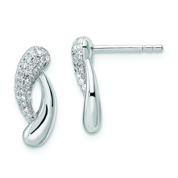 Sterling Silver Rhodium-plated Polished CZ Post Earrings