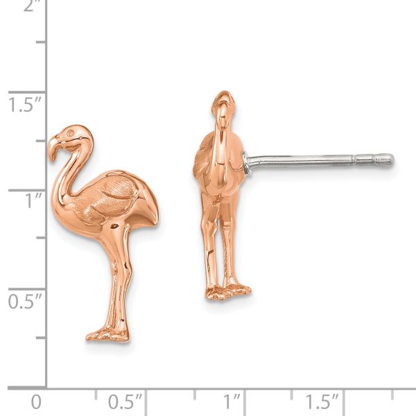 Sterling Silver Rose Gold-plated Flamingo Post Earrings - Image 3