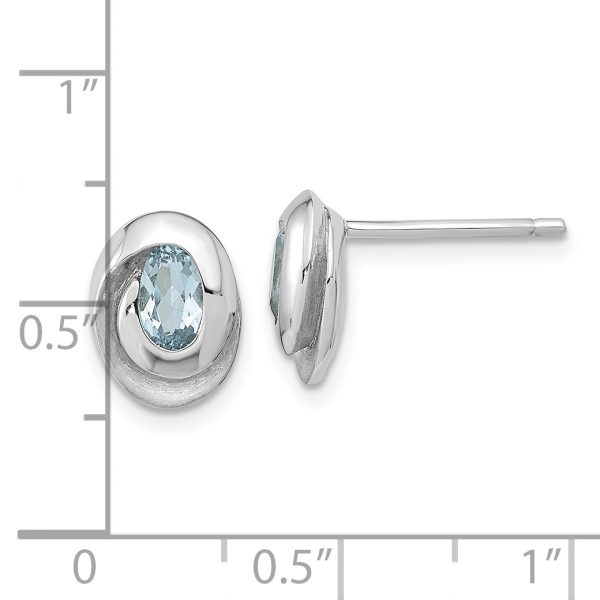 Sterling Silver Rh-plated Sky Blue Topaz Oval Post Earrings - Image 3